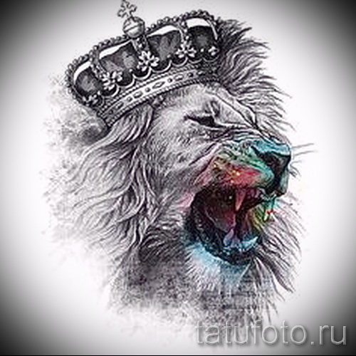 112 Эскизы льва для тату с короной и