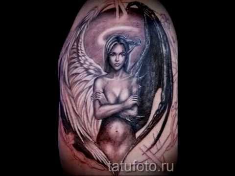 интересные варианты готовой татуировки ангел и демон на фото для статьи про значение рисунка ангел и