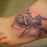 3д паук - татуировка на стопе мужская - фото