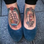 tattoo on the foot ship