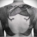 две птицы в египетском стиле - тату мужская на спине фото