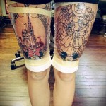 свежие тату на женских ногах - рисунки большого размера - фото