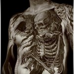 тату большой рисунок со скелетом - мужская татуировка на грудь