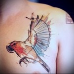 тату птичка взмахивает крыльями - мужская татуировка на грудь