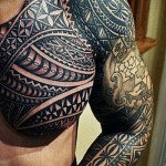 тату с классными маори узорами - мужская татуировка на грудь