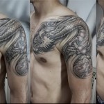 тату с рисунком дракона - мужская татуировка на грудь