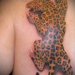 татуировка леопард на лопатке