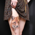 татуировка морда лисы на ногу для девушки