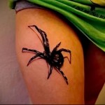 татуировка черный паук на ногу для девушки
