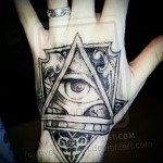 Татуировка с всевидящим оком на открытой части руки