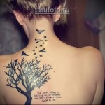 Дерево жизни тату и текст - татуировка на спину