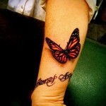 butterfly tattoo on his arm