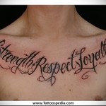 lettering on the chest tattoo