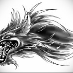 крутой эскиз для татуировки с волком, который показывает зубы