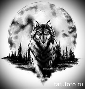 Фото тату волка, воющего на луну, выполненное в черно-серых тонах. Идеально для любителей мистических и романтических сюжетов.