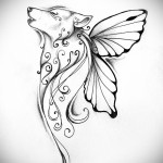татуировка волк с крыльями бабочки