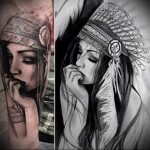 татуировка девушка индеец кусает ногти