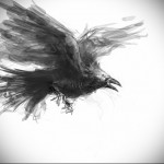 эскиз черный ворон тату 3