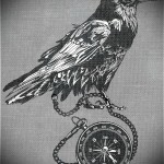 эскиз черный ворон тату 5