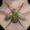 татуировка майский жук на груди девушки