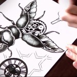 эскиз карандашом для татуировки жук