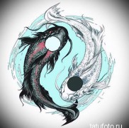 эскиз для необычной тату с рыбой и инь-янь — картинка