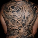 тигр и дракон тату на всю спину для парня