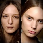 Фотография, демонстрирующая результат перманентного макияжа бровей. Слева - брови до процедуры, справа - после.
