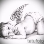 Эскиз тату ангел - маленький ребенок - портретное сходство