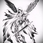 Эскиз тату ангелов хранителей - воин с большим мечем