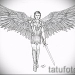 Эскиз тату ангелов хранителей - мужчина с мечом