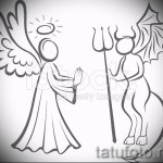 Эскиз тату ангелы и демоны - самый простой вариант