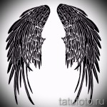 Эскиз тату крылья ангела - черный трайбл вариант