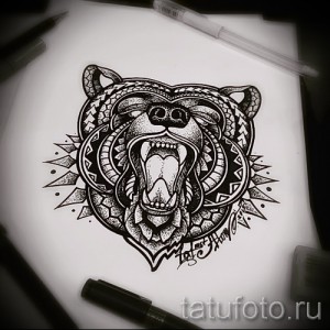 Эскиз тату медведь 34
