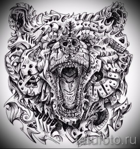Эскиз тату медведь 42