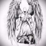 Эскиз эскиз тату на руку ангел - вариант с мускулистым воином