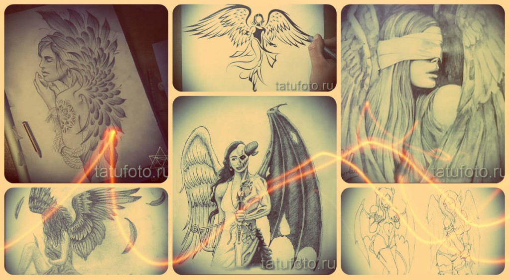 Эскизы тату ангел - варианты рисунков для татуировки