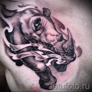 Фото пример тату носорог - с паром из ноздрей