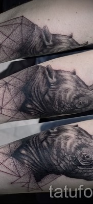 Фото пример тату носорог — стильная татуировка на мужскую руку