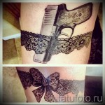 Фото тату подвязка черного цвета и пистолетик