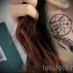 Dreamcatcher tattoo on his neck - Photo example of the number 11122014 1