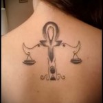 Libra tattoo on his neck - Photo example of the number 13122015 3