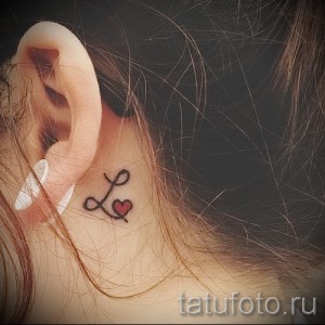 letter tattoo behind the ear - the photo of the finished tattoo - 20122015 number 1