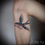 swallow tattoo on his leg - an example of the photo 2