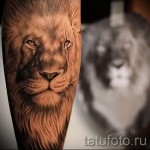 tattoo on the calf lion - Photo example of the number 20122015 1