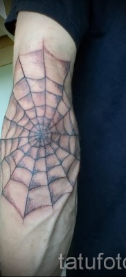Тату паутина на локте — фото готовой татуировки — 20122015 № 15