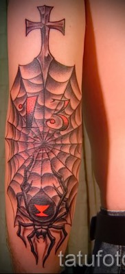 Тату паутина на локте — фото готовой татуировки — 20122015 № 33