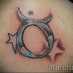 Фото готовой тату знак зодиака телец - большой символ для девушки и звезды