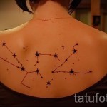 Фото готовой тату знак зодиака телец - звездные символы на спине