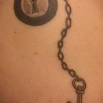 Фото готовой тату знак зодиака телец - символ в котором есть замочная скважина и ключик на цепочке